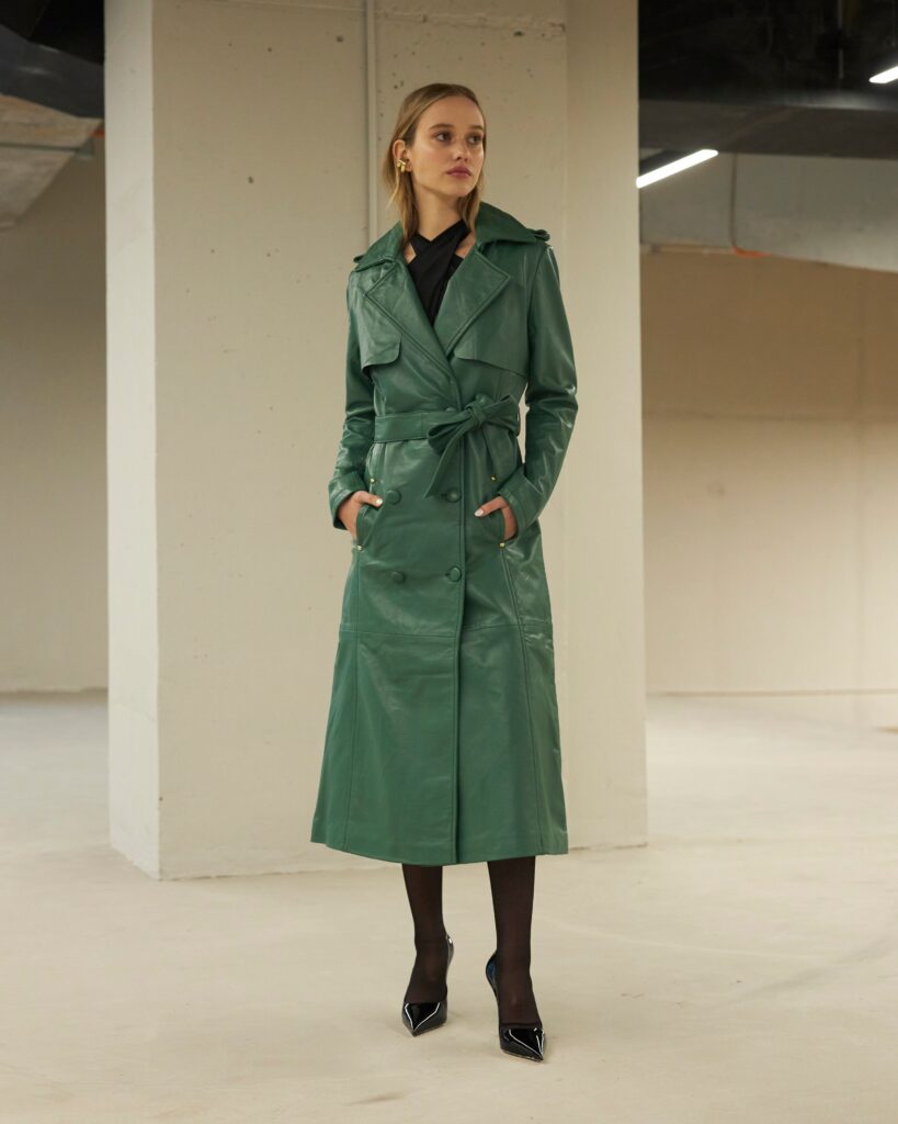 chaqueta de cuero larga